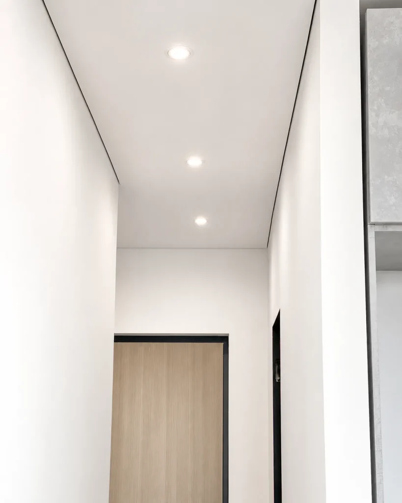 satin stretch ceiling downlights clean finish