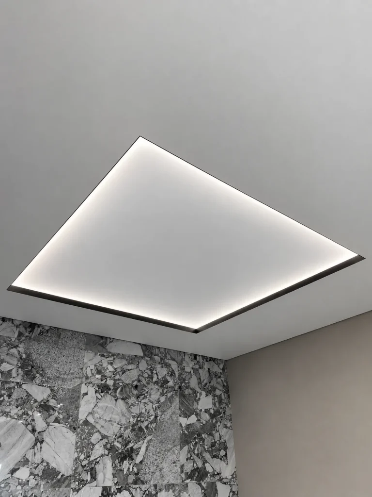 fabric stretch ceiling backlit bedroom panel