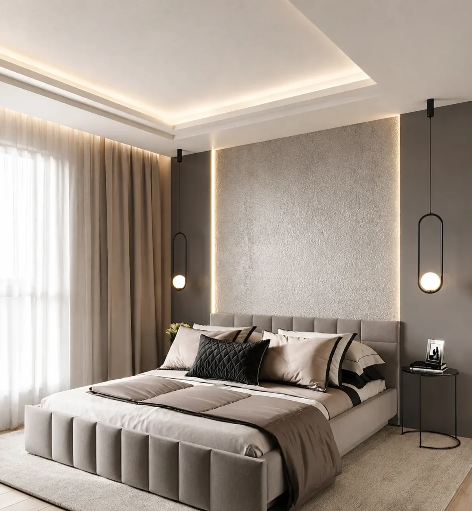 fabric stretch ceiling bedroom soft matte finish