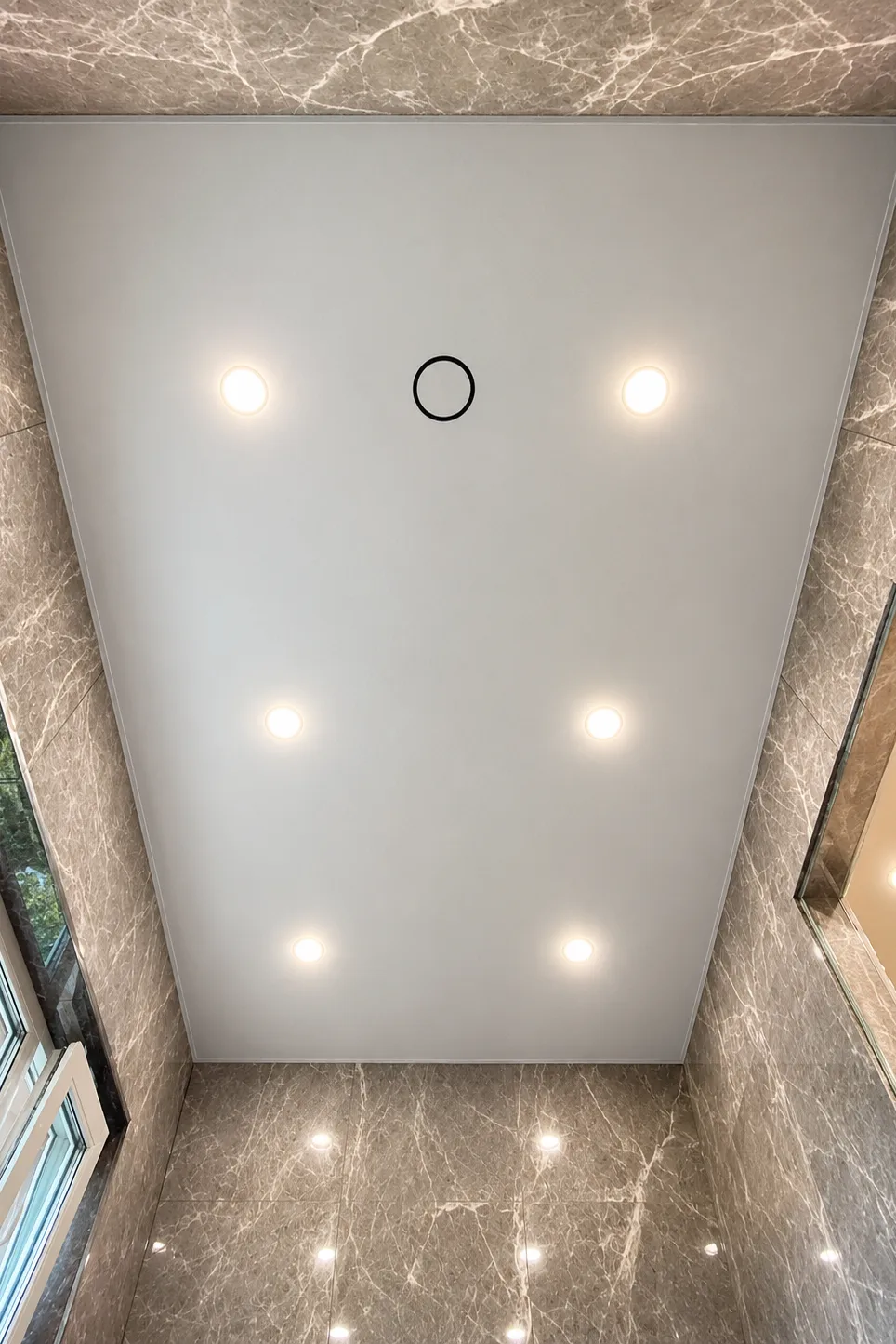 Shadow Stretch Ceilings fabric stretch ceiling bathroom recessed spotlights
