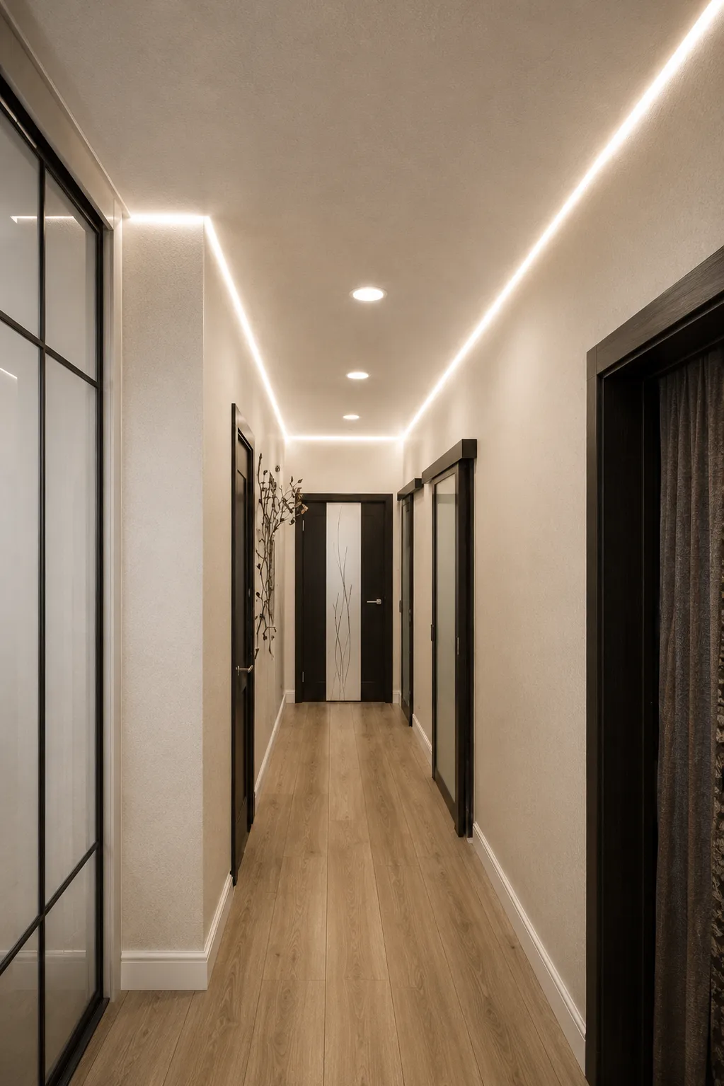 Kent glossy stretch ceiling hallway led lighting