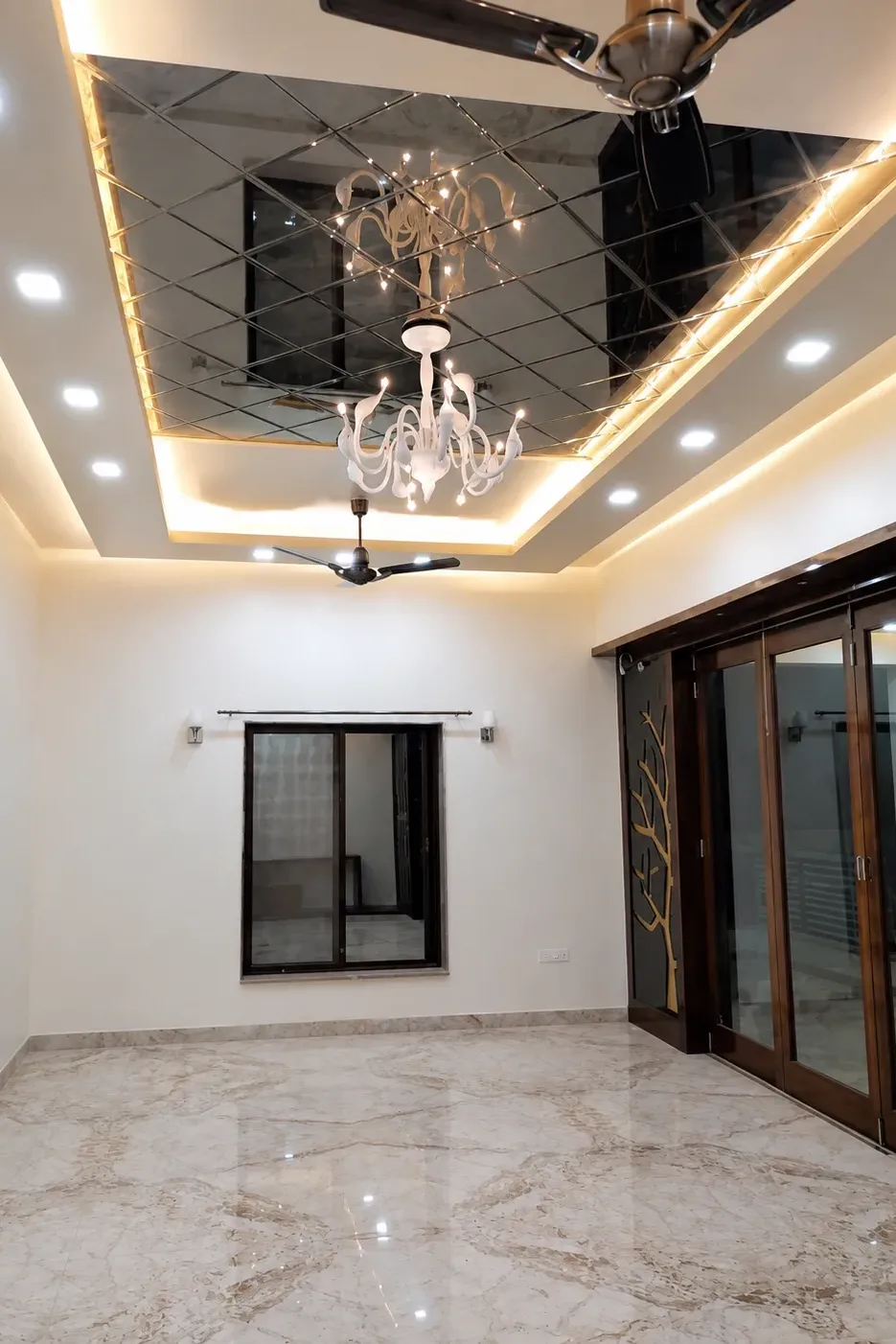 Mirror Stretch Ceilings mirror ceiling living room chandelier led