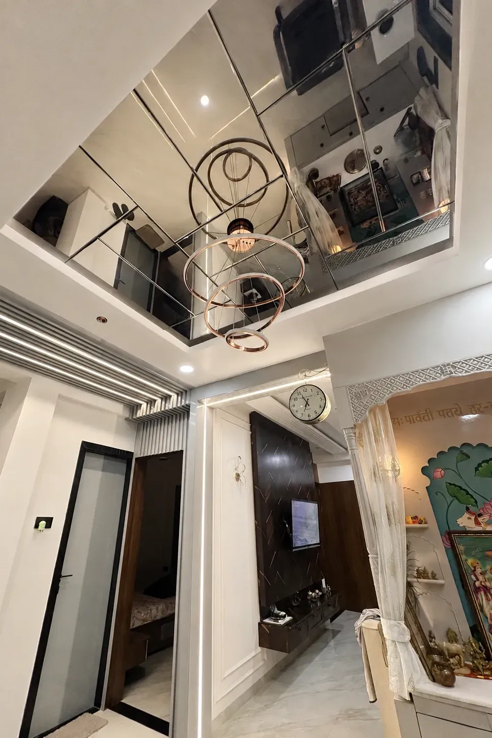 Mirror Stretch Ceilings mirror stretch ceiling hallway pendant lighting