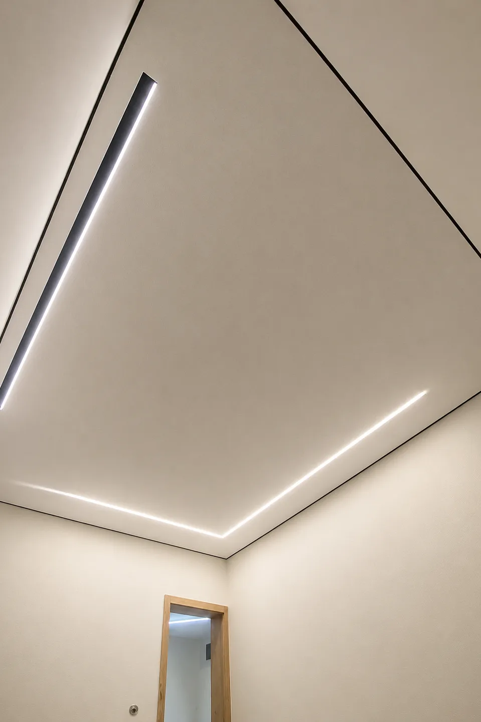 Fabric Stretch Ceilings shadow stretch ceiling linear led lighting close up