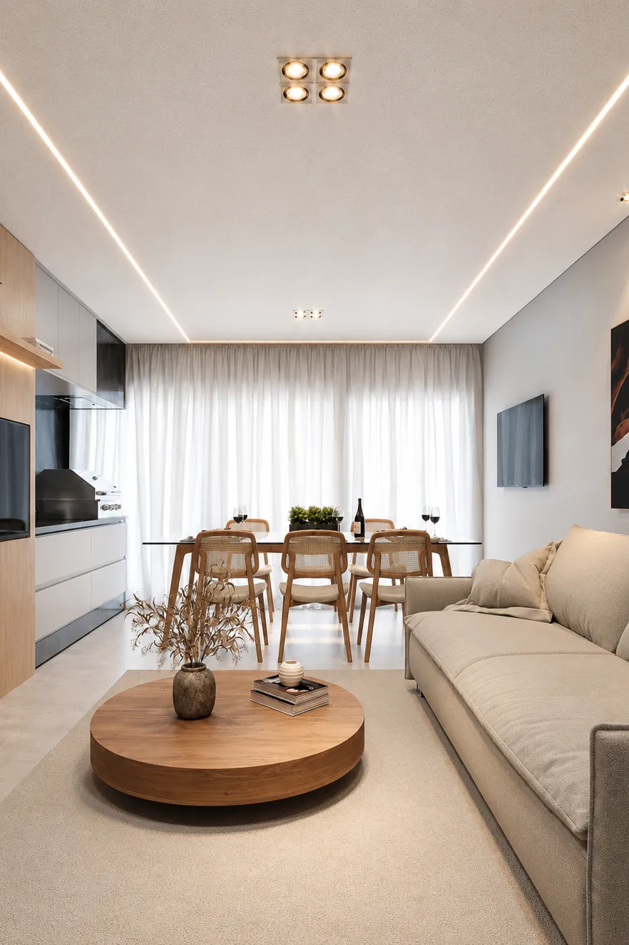 Gapless Stretch Ceilings shadow stretch ceiling living dining room linear lighting