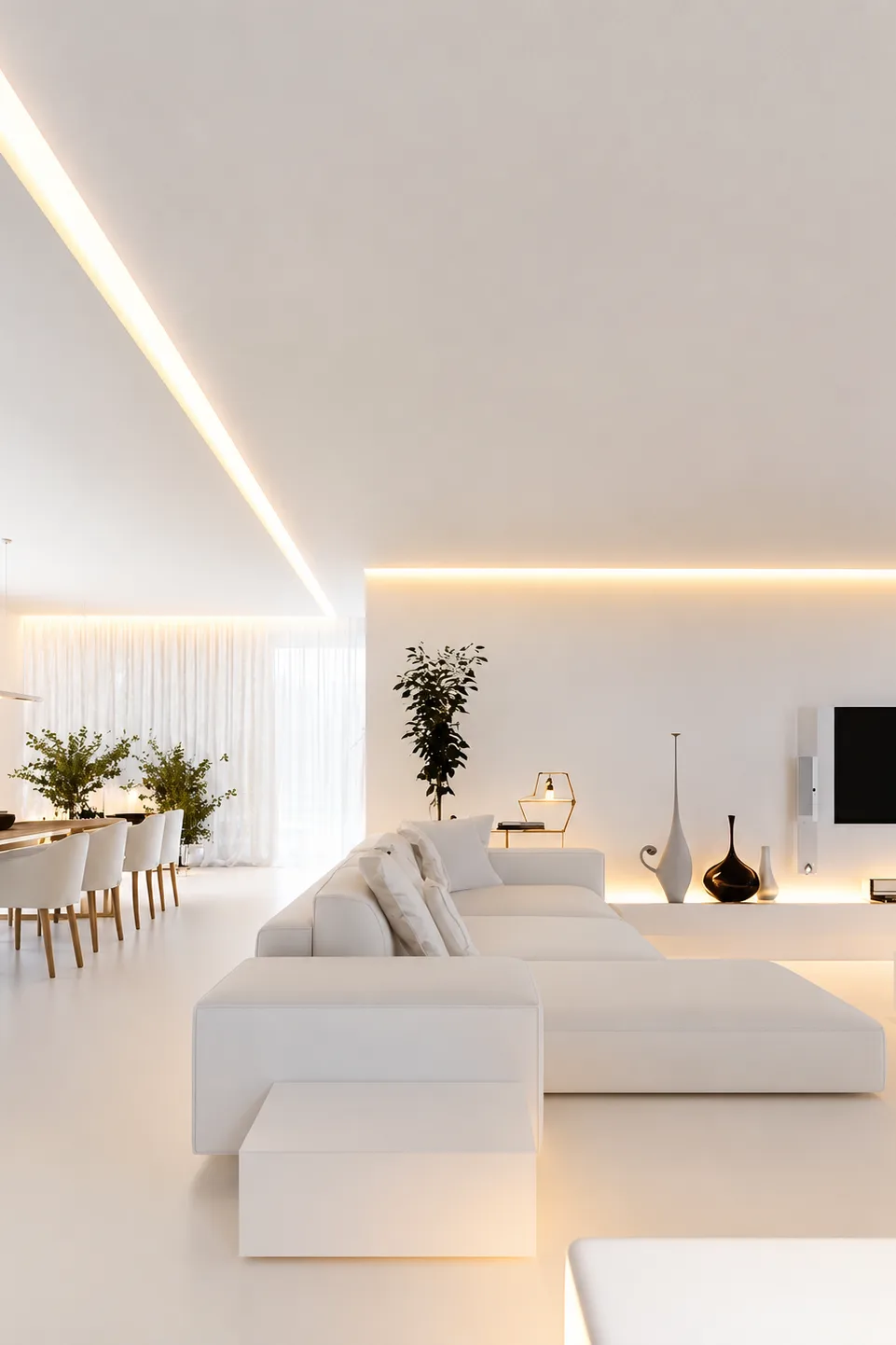 Services shadow stretch ceiling white living room led lighting