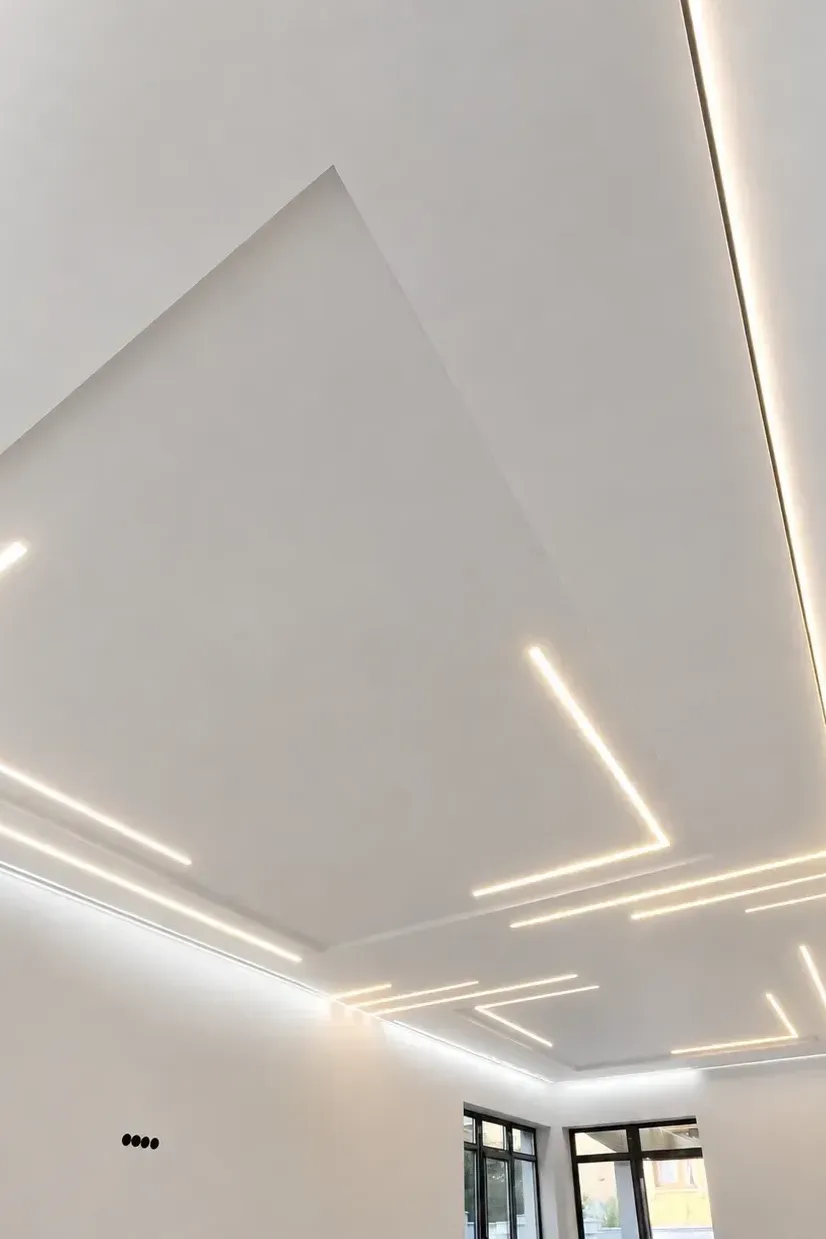 Kent stretch ceiling linear led lighting open plan interior